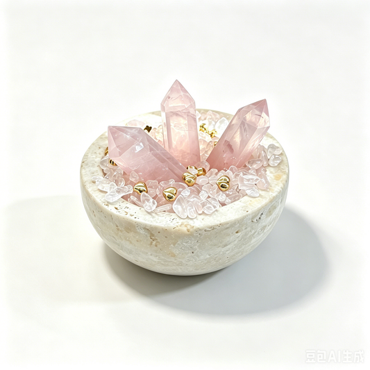 Soft Heart Rose Quartz Heart Chakra Healing Crystal Bowl