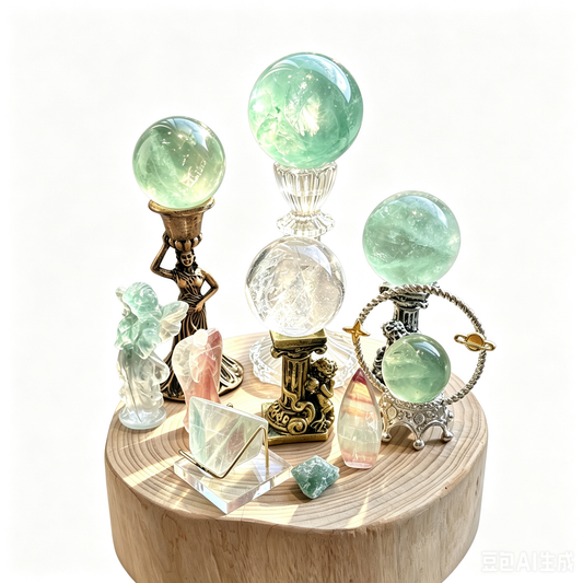 Jade Glow Fluorite Emotional Detox Crystal Grid Set