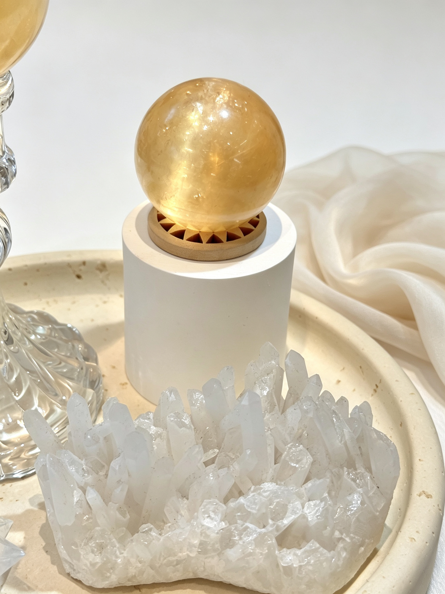 Golden Order Honey Calcite Crystal Grid Set