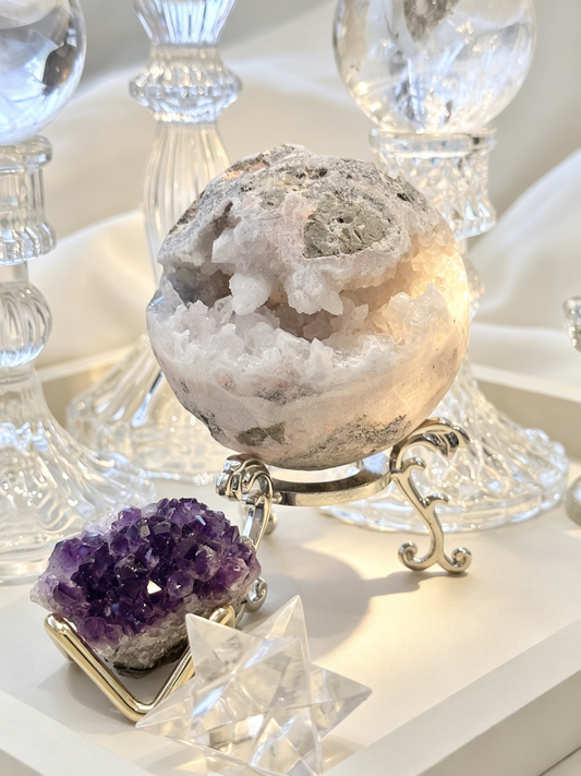 Purple Dome Amethyst & Clear Quartz Crystal Grid Set