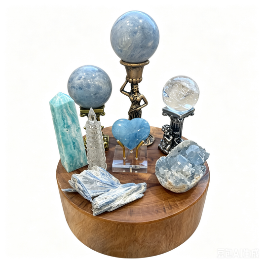 Calm Flow Throat Chakra Crystal Grid Set