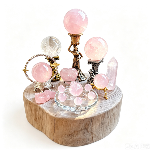 Soft Glow Rose Quartz Heart Chakra Crystal Grid Set
