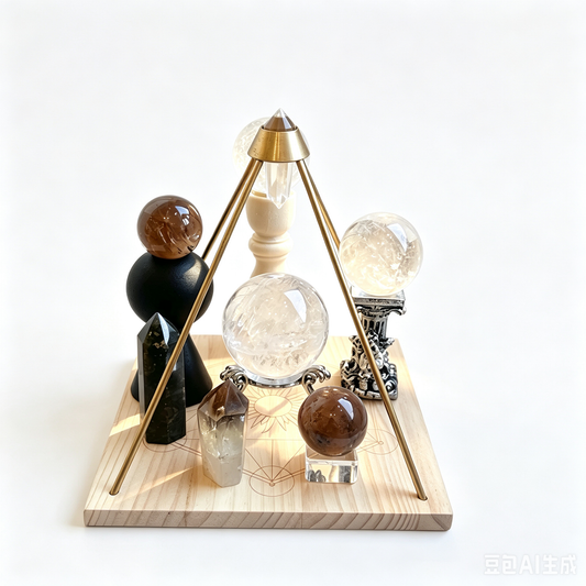 Clear Ground White Azeztulite & Smoky Quartz Crystal Grid