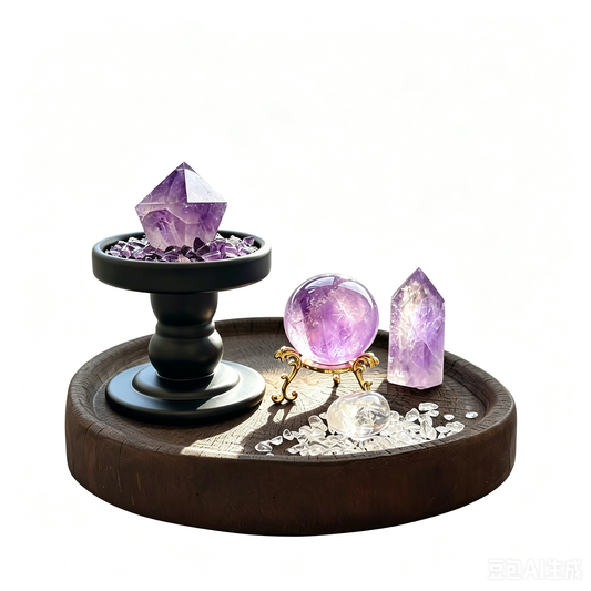 Purple Ascent Amethyst & Clear Quartz Career Crystal Grid