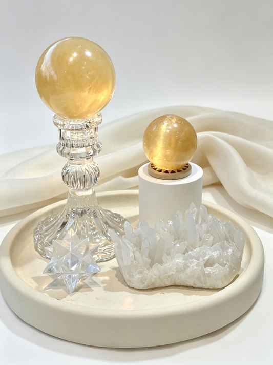 Golden Order Honey Calcite Crystal Grid Set