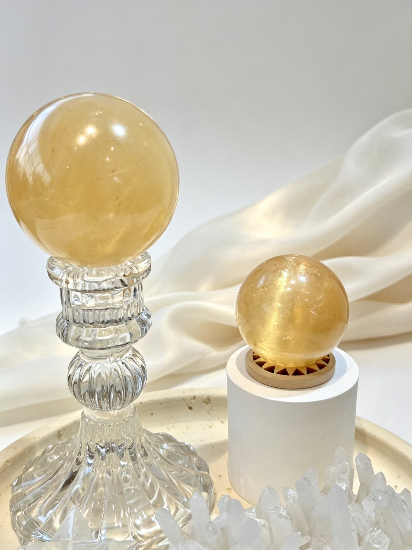 Golden Order Honey Calcite Crystal Grid Set