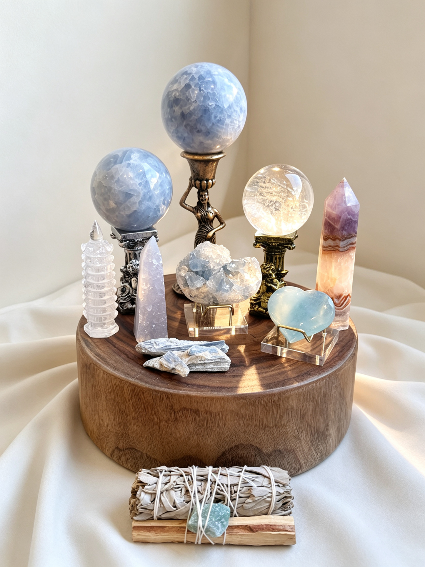 Calm Tide Celestite Emotional Balance Crystal Grid Set