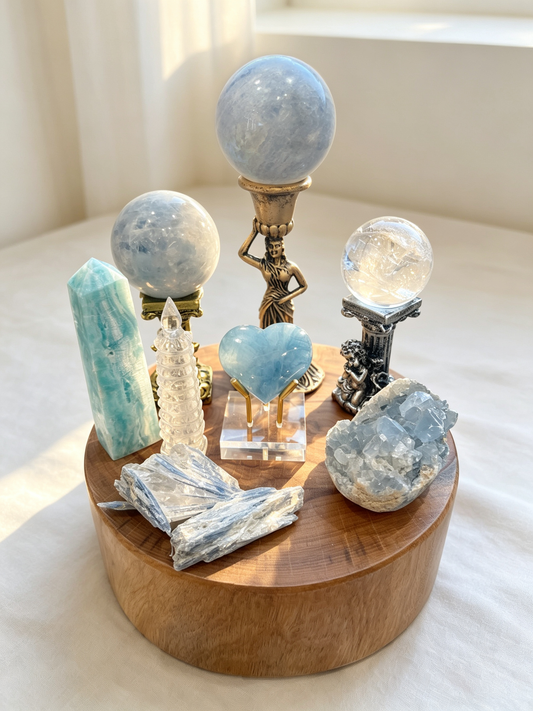 Calm Flow Throat Chakra Crystal Grid Set