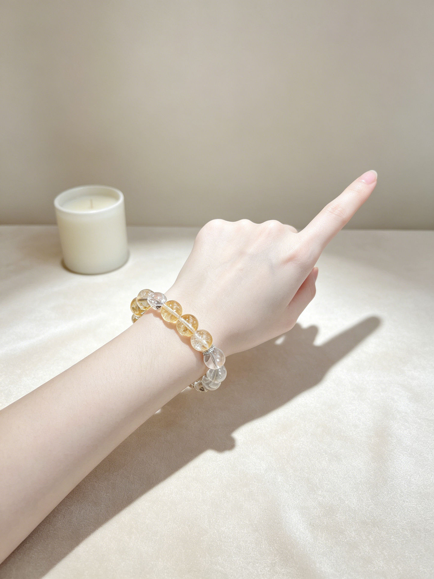 "Golden Aura & The Rising Dawn" — Premium 12mm Yellow Azeztulite & Clear Quartz Light Luxury Bracelet