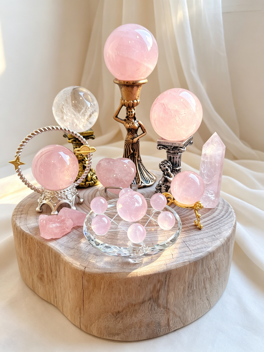 Soft Glow Rose Quartz Heart Chakra Crystal Grid Set