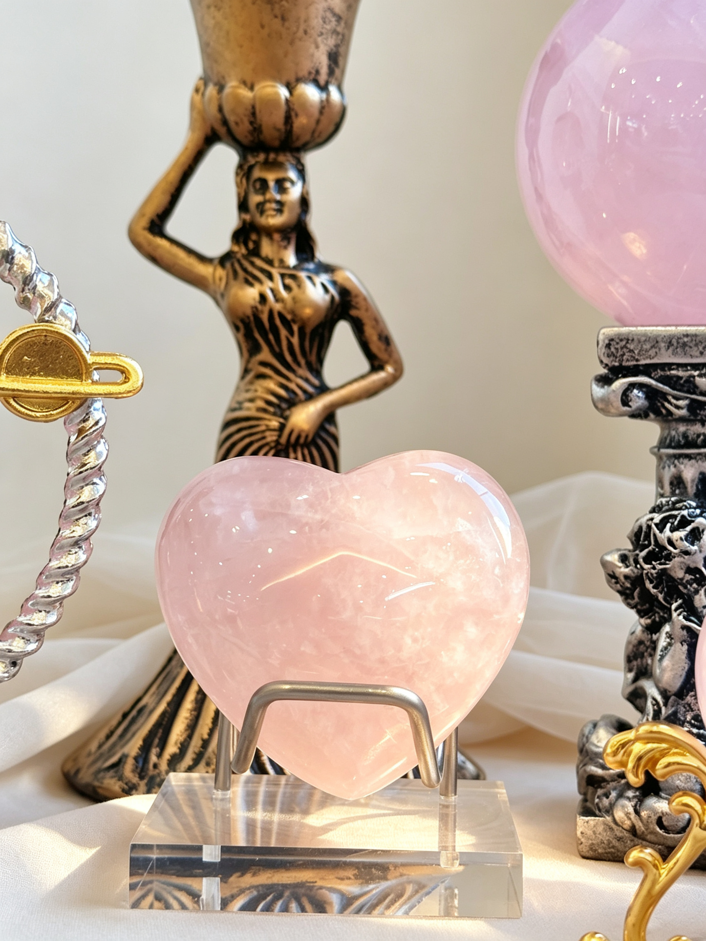 Soft Glow Rose Quartz Heart Chakra Crystal Grid Set
