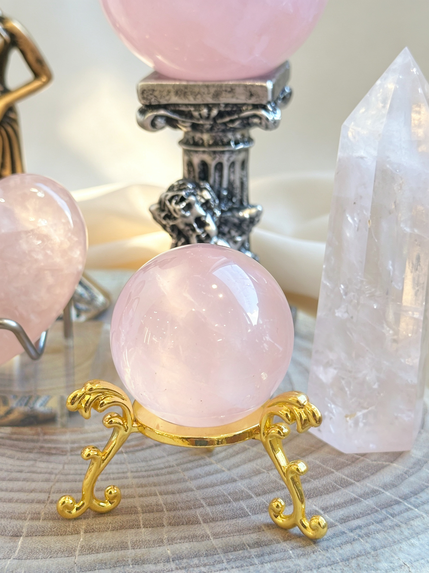 Soft Glow Rose Quartz Heart Chakra Crystal Grid Set