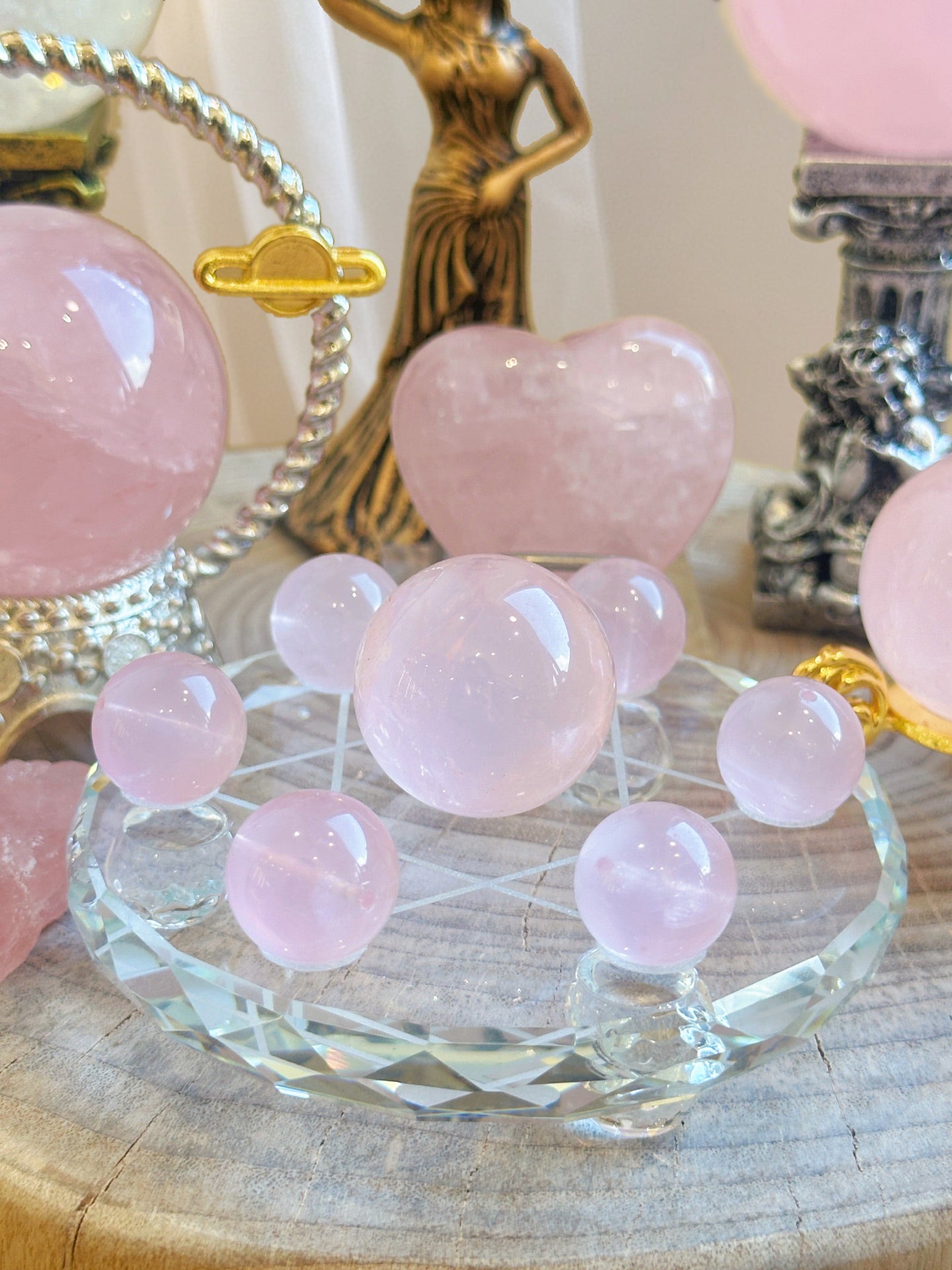 Soft Glow Rose Quartz Heart Chakra Crystal Grid Set