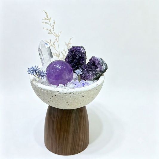 Purple Bowl Abundance Amethyst Wealth & Noble Connections Crystal Landscape