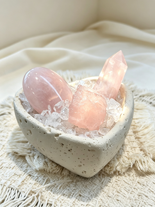 Peach Heart Harmony Rose Quartz Self-Love & Good Connections Crystal Bonsai (One of A Kind)