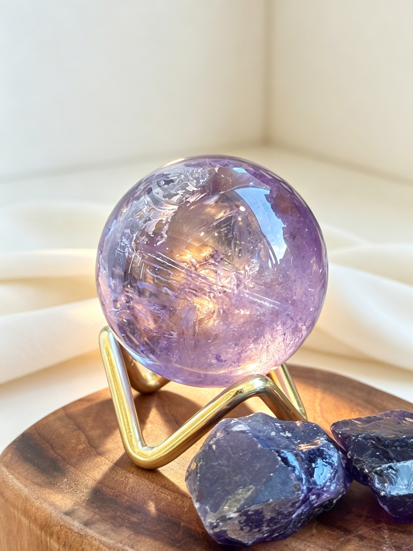 Purple Hollow Amethyst & Azeztulite Crystal Grid Set