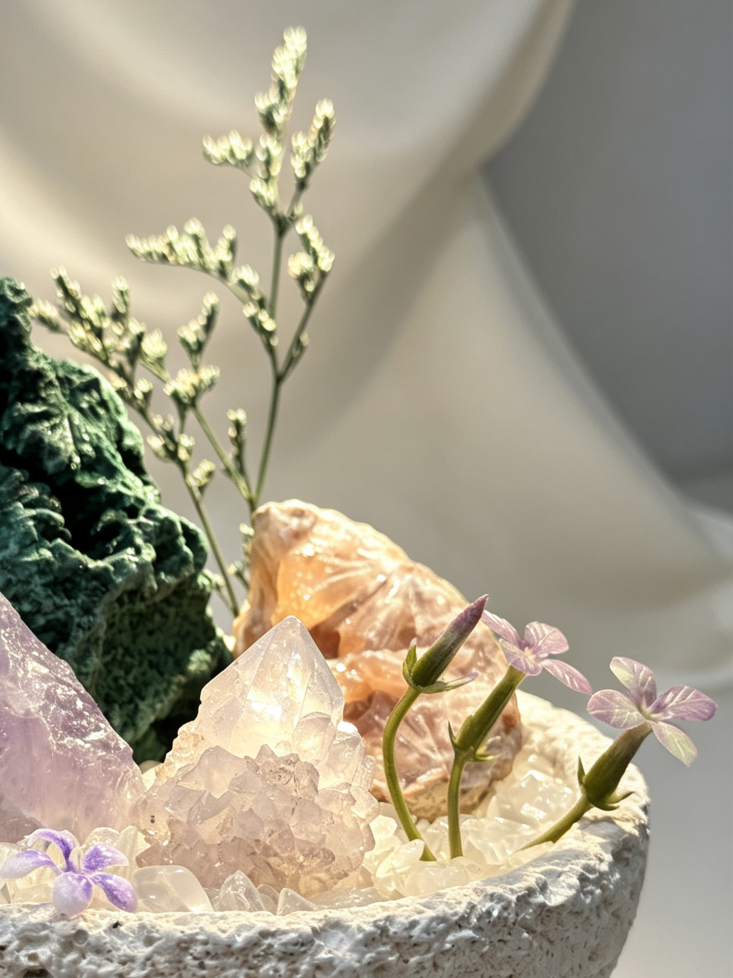 Green Ridge Harmony Multi-Stone Forest Healing Crystal Landscape Planter