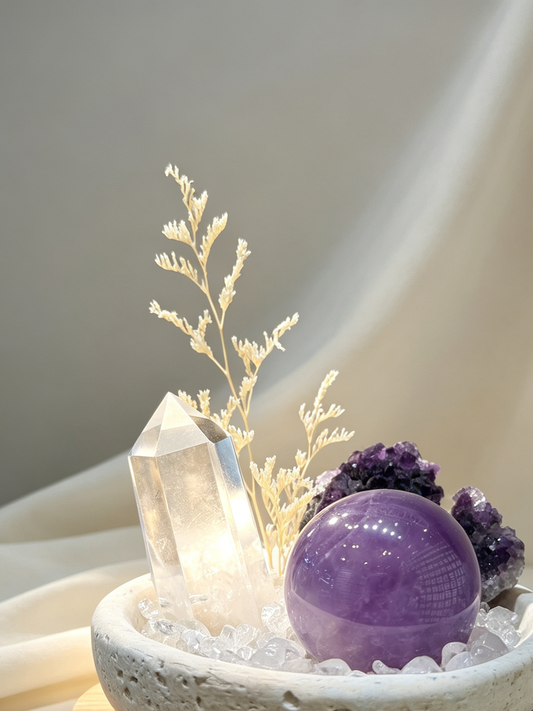 Purple Bowl Abundance Amethyst Wealth & Noble Connections Crystal Landscape