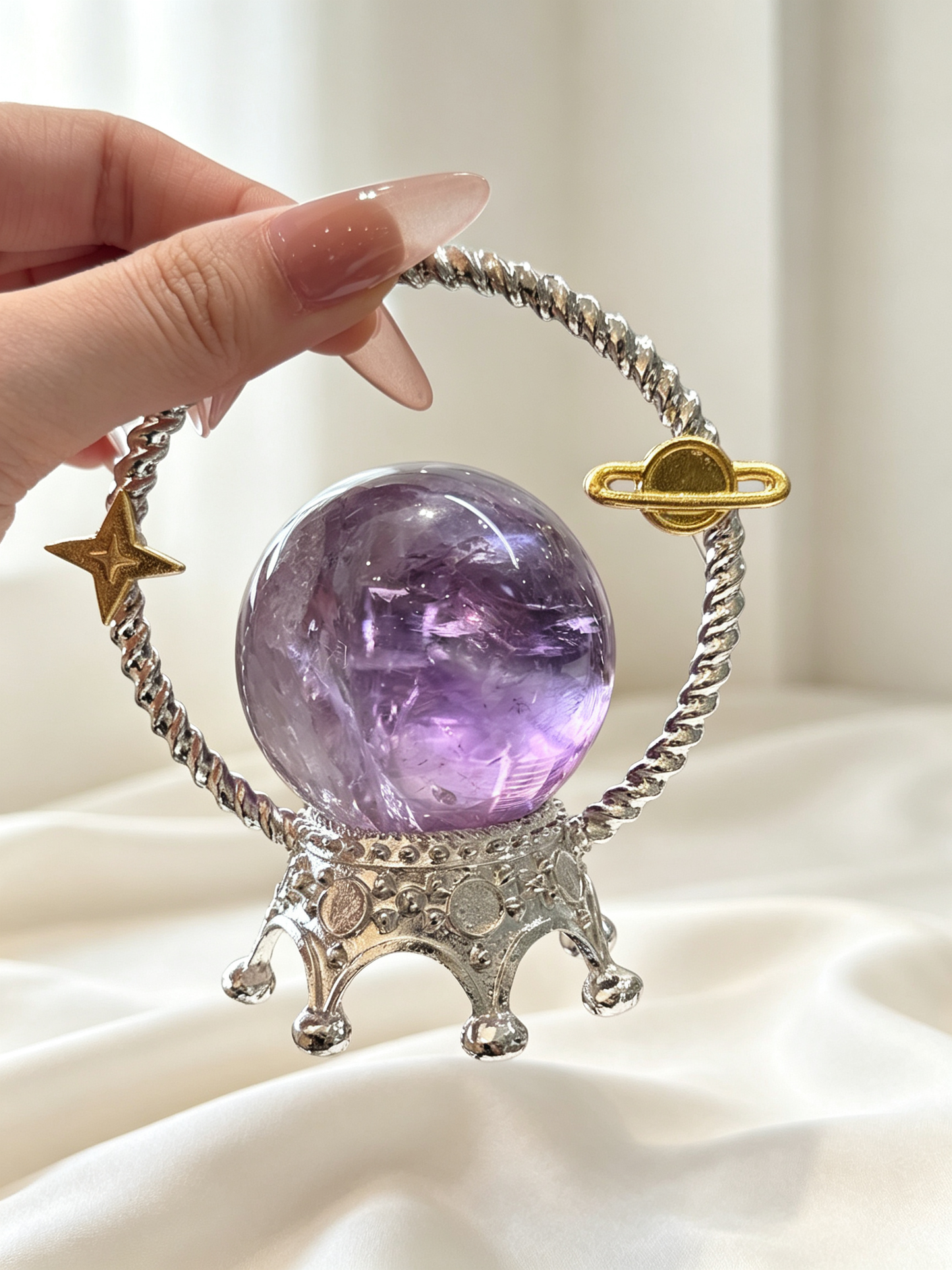 Purple Insight Amethyst & Clear Quartz Crystal Grid Set
