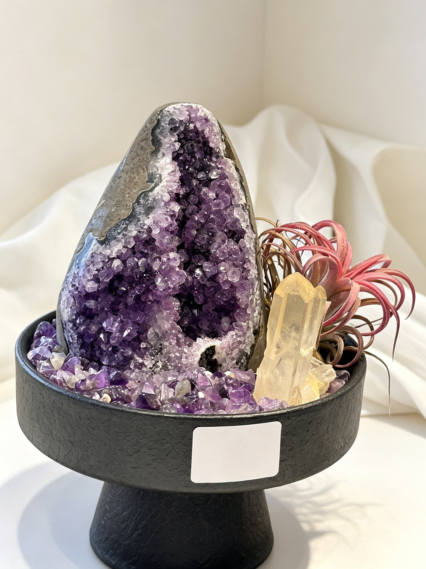 Purple Abode Amethyst Geode Wealth & Protection Crystal Planter