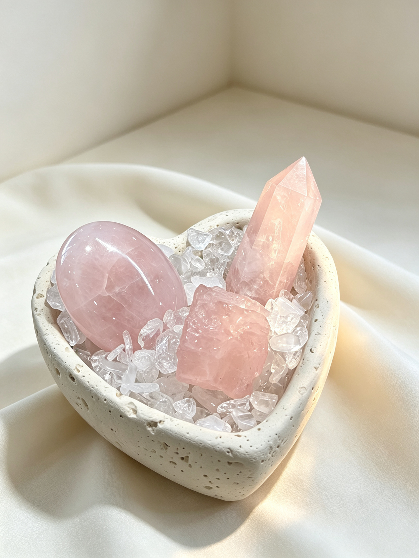 Peach Heart Harmony Rose Quartz Self-Love & Good Connections Crystal Bonsai (One of A Kind)