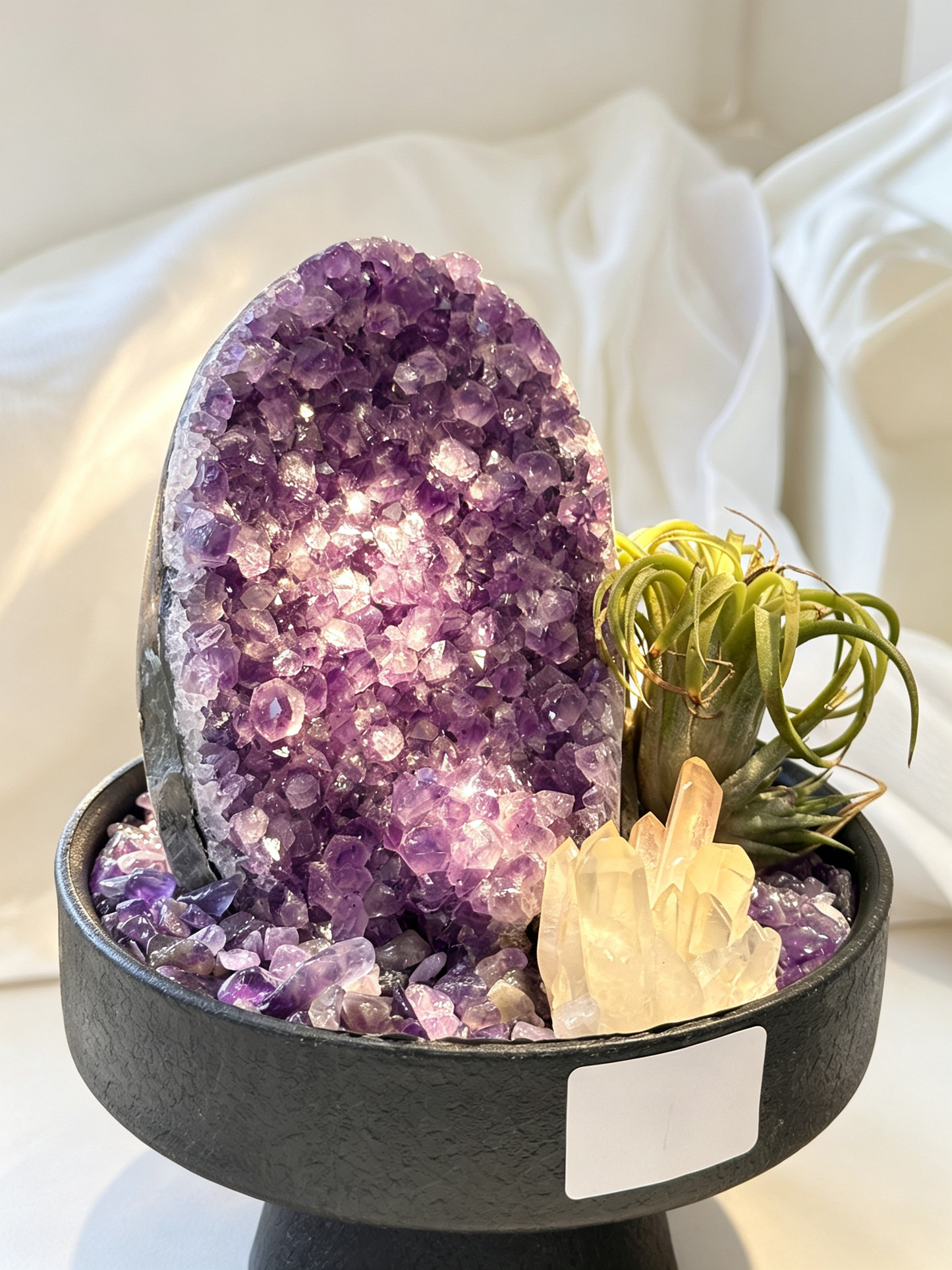 Purple Abode Amethyst Geode Wealth & Protection Crystal Planter