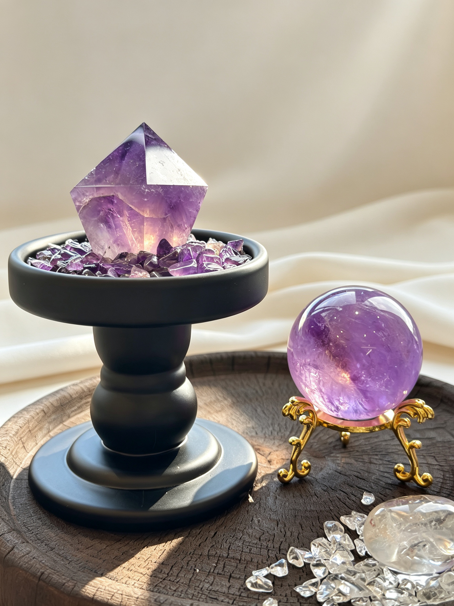 Purple Ascent Amethyst & Clear Quartz Career Crystal Grid