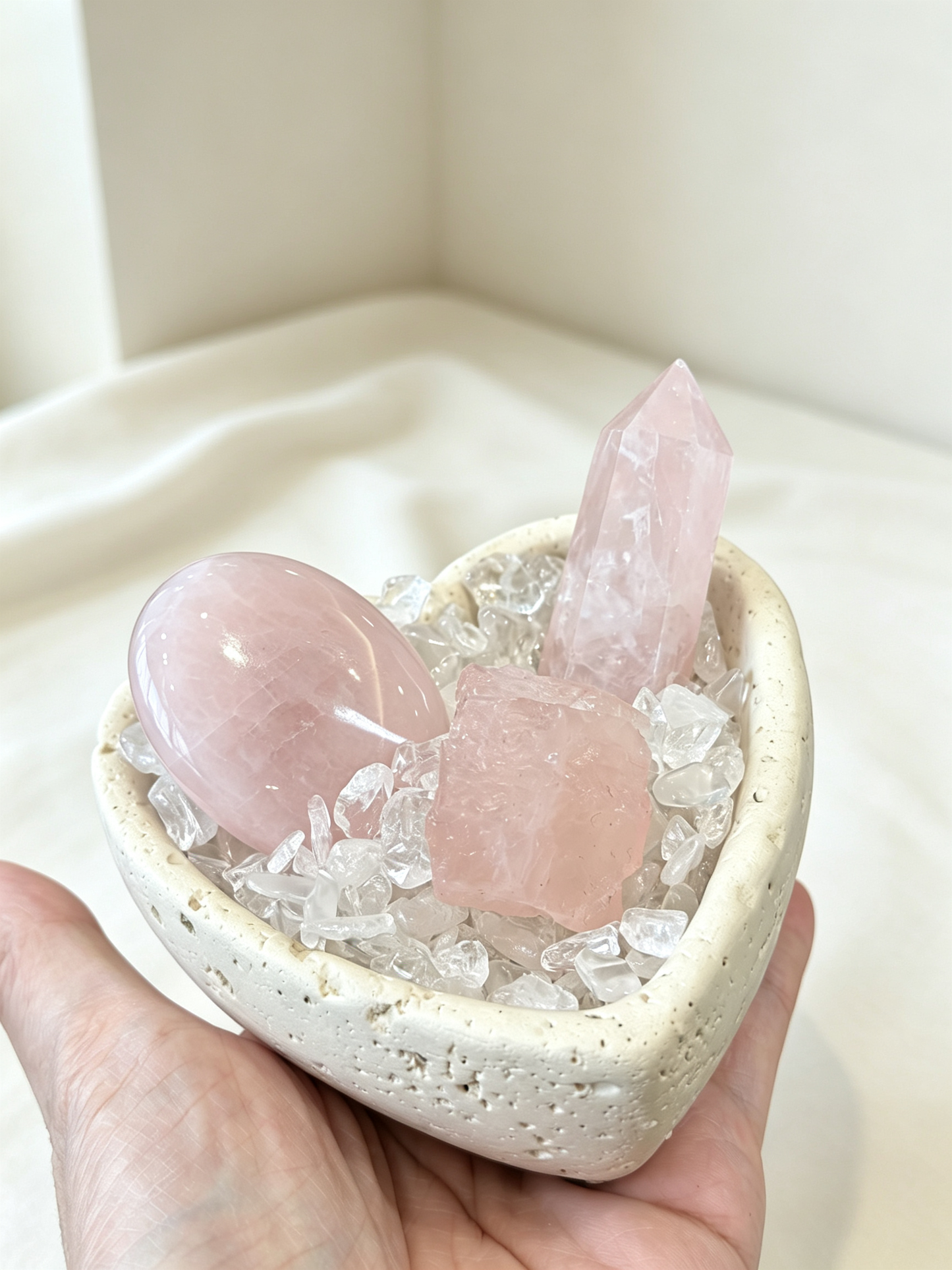 Peach Heart Harmony Rose Quartz Self-Love & Good Connections Crystal Bonsai (One of A Kind)
