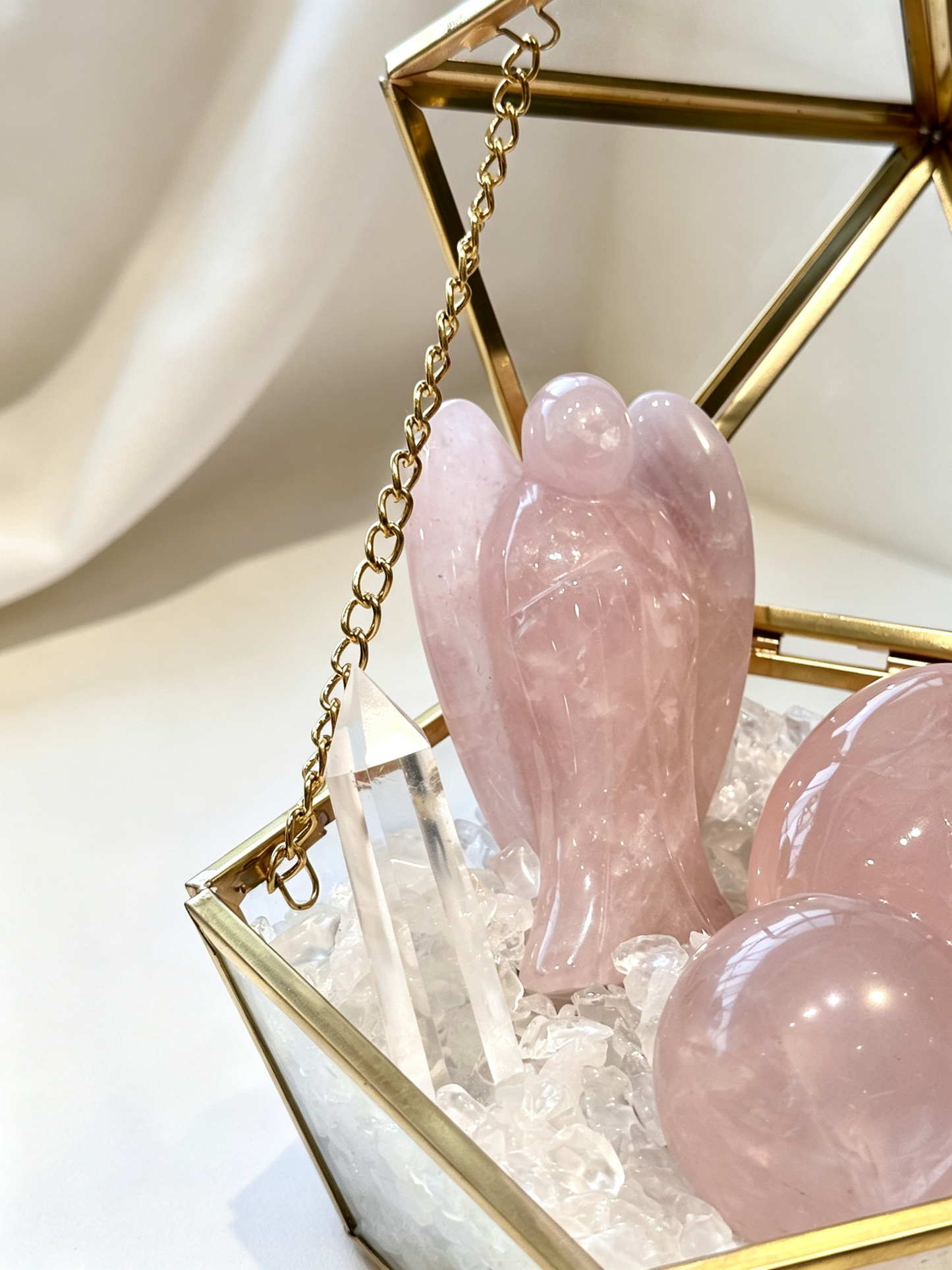 Gentle Wing Rose Quartz Angel Love & Harmony Crystal Gift Box