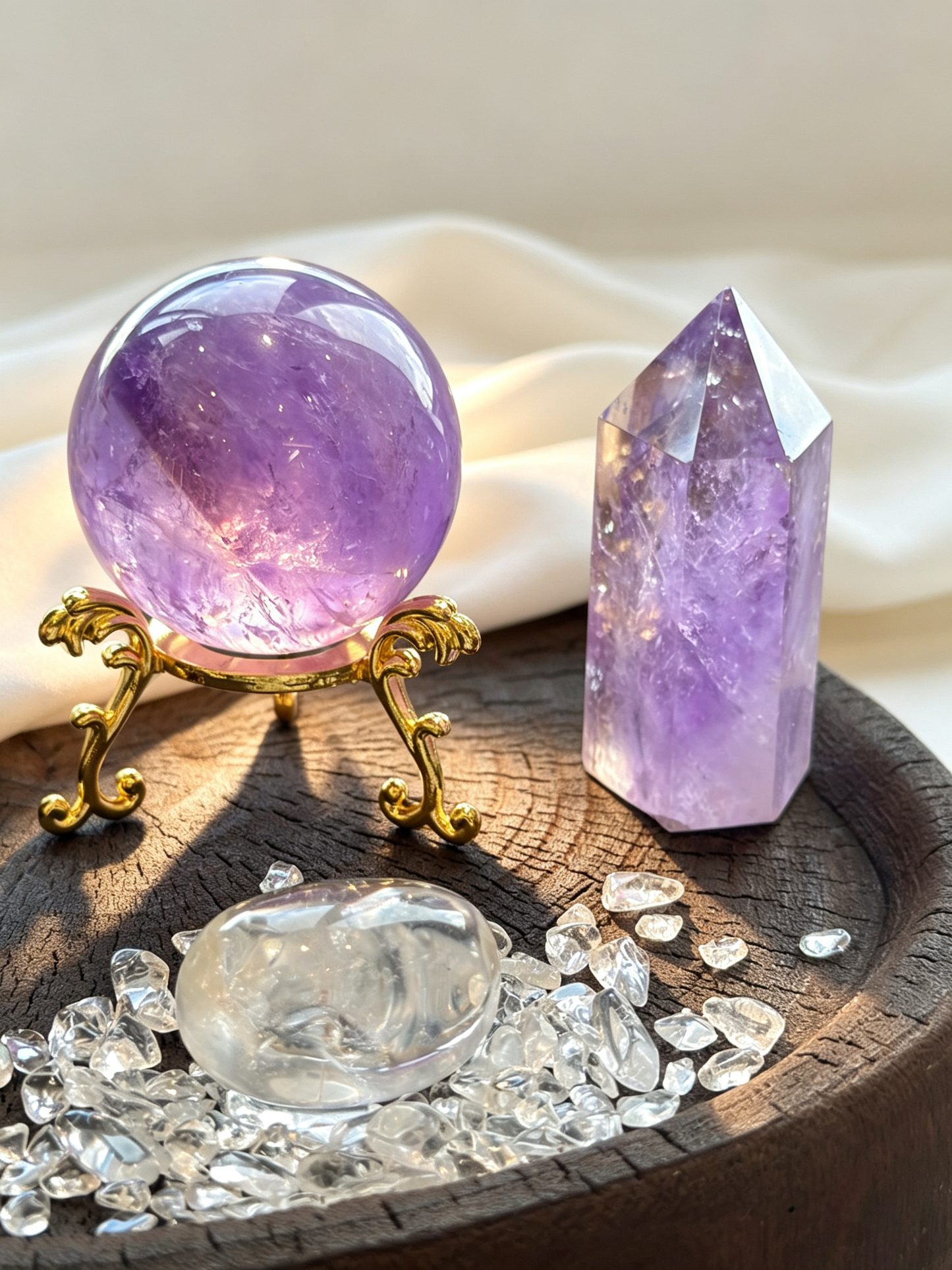 Purple Ascent Amethyst & Clear Quartz Career Crystal Grid