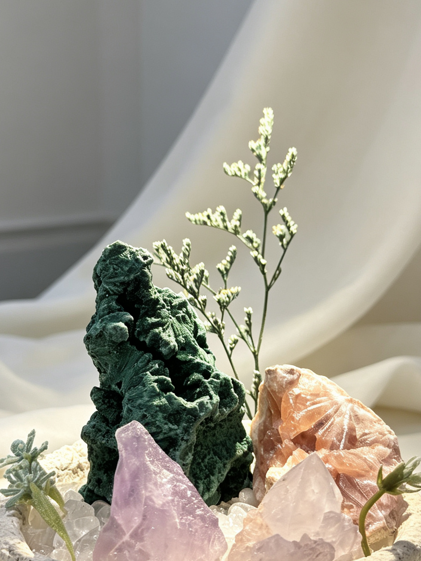 Green Ridge Harmony Multi-Stone Forest Healing Crystal Landscape Planter