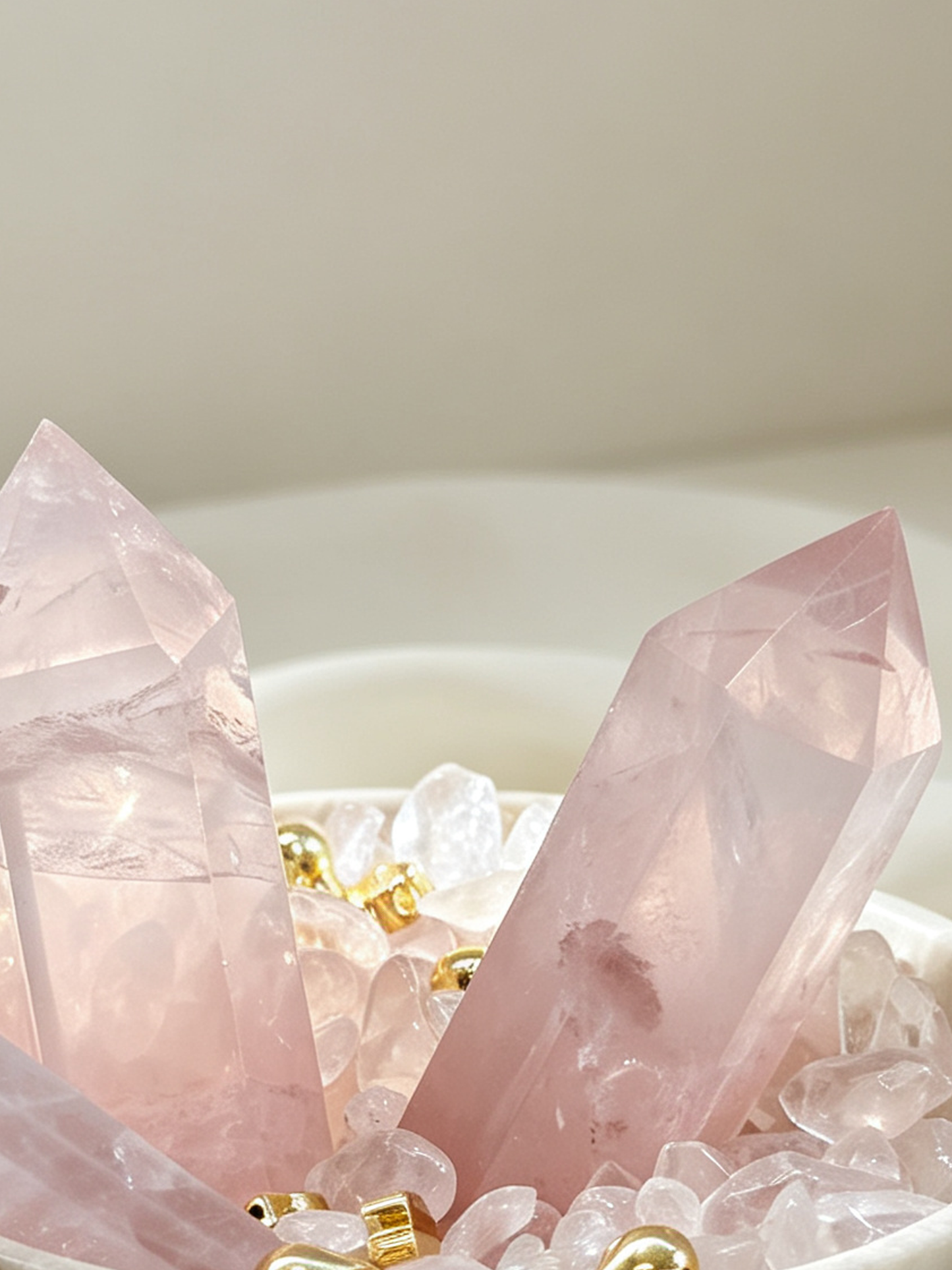 Soft Heart Rose Quartz Heart Chakra Healing Crystal Bowl