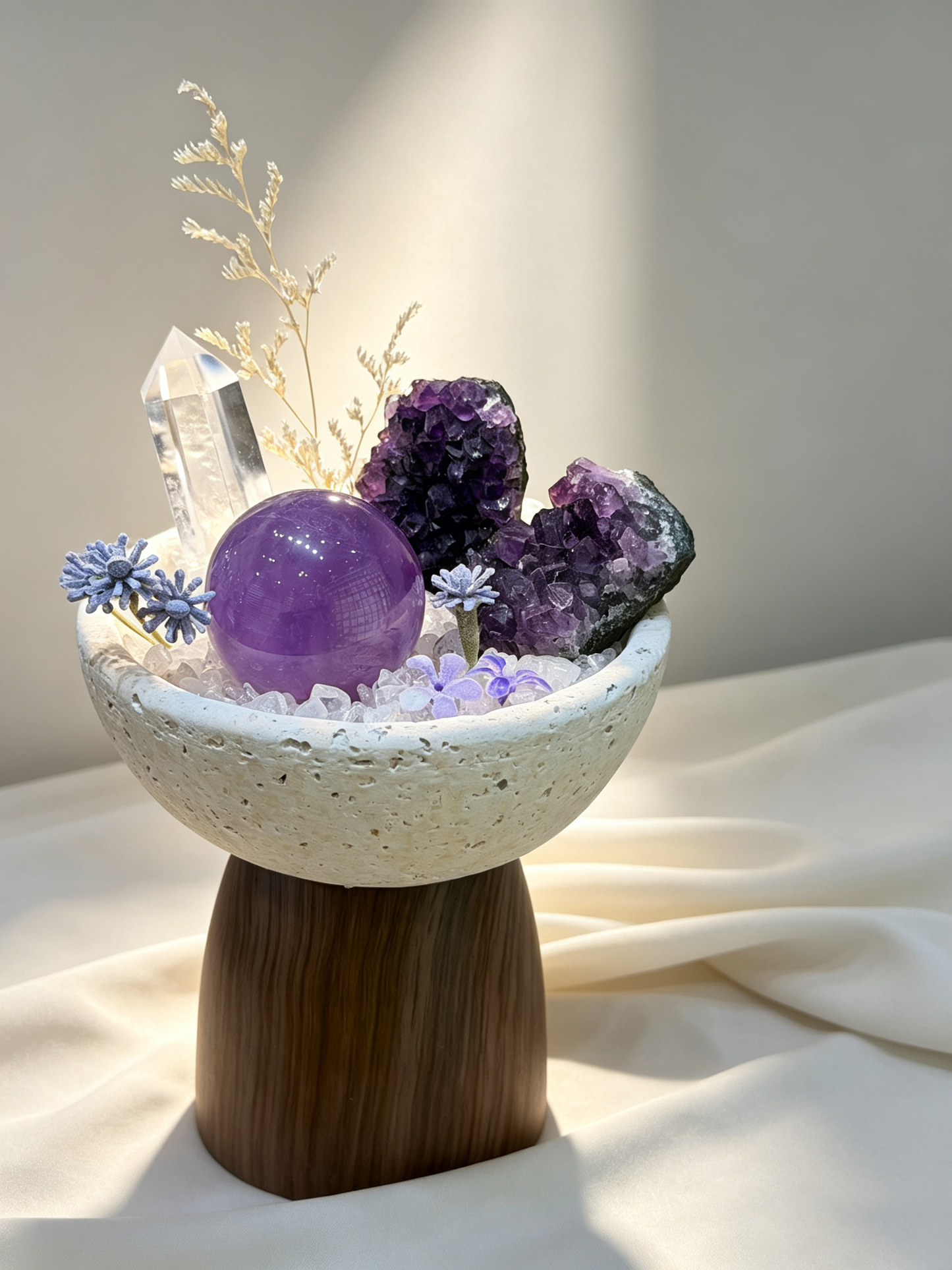 Purple Bowl Abundance Amethyst Wealth & Noble Connections Crystal Landscape