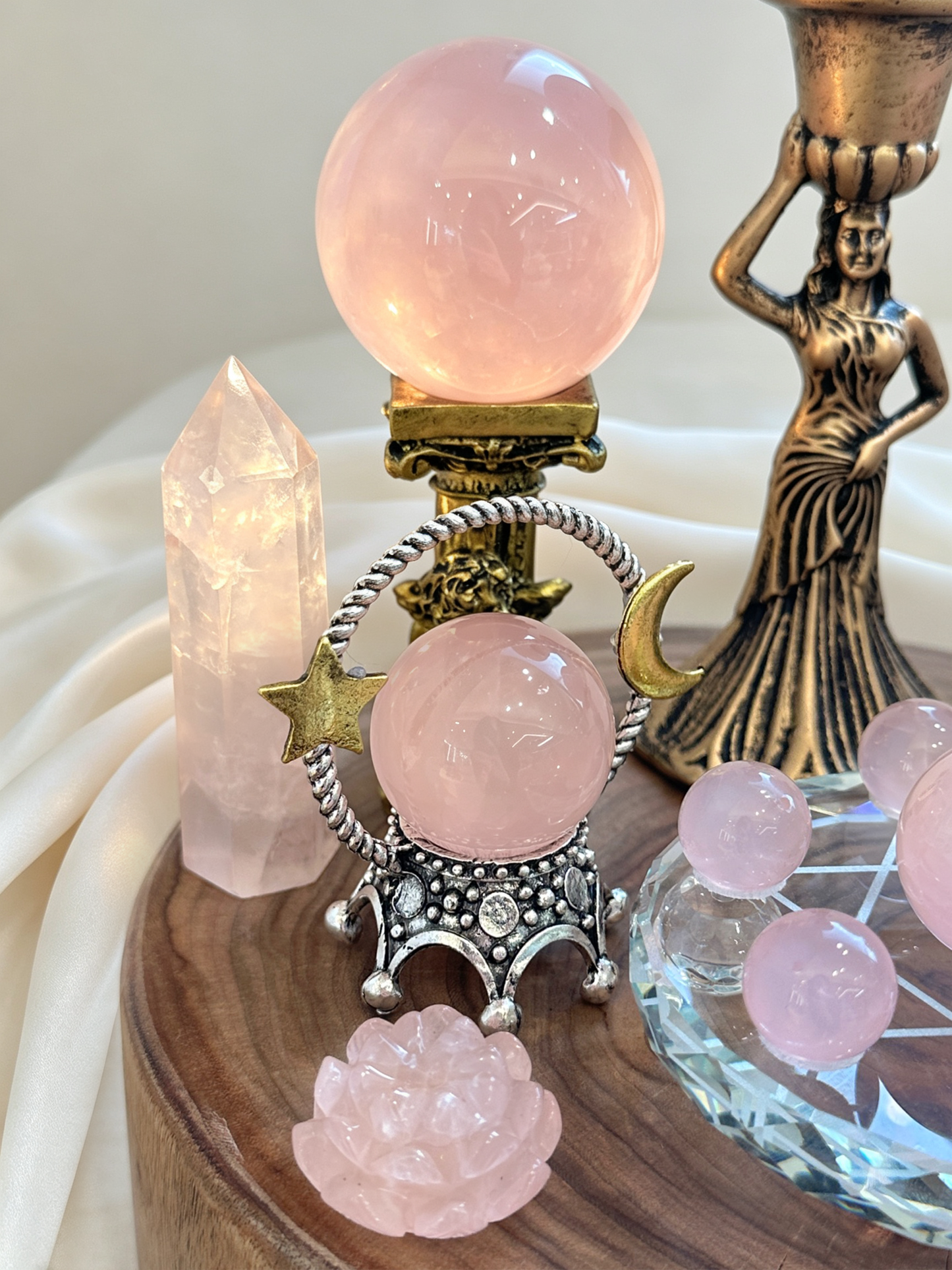 Lotus Glow Rose Quartz Heart Chakra Crystal Grid
