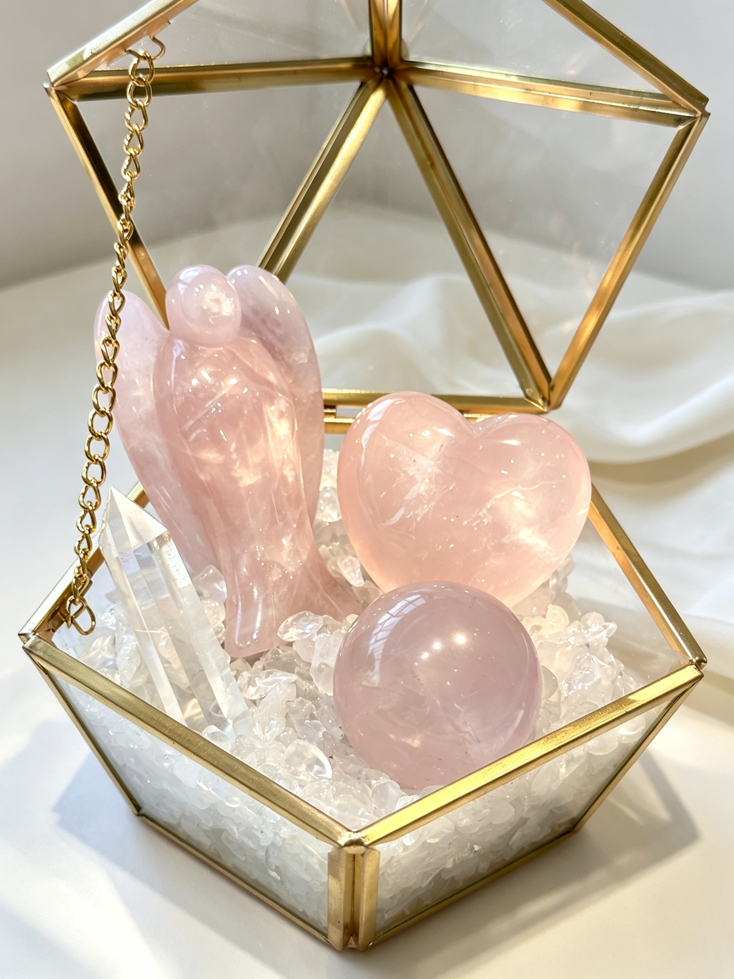 Gentle Wing Rose Quartz Angel Love & Harmony Crystal Gift Box