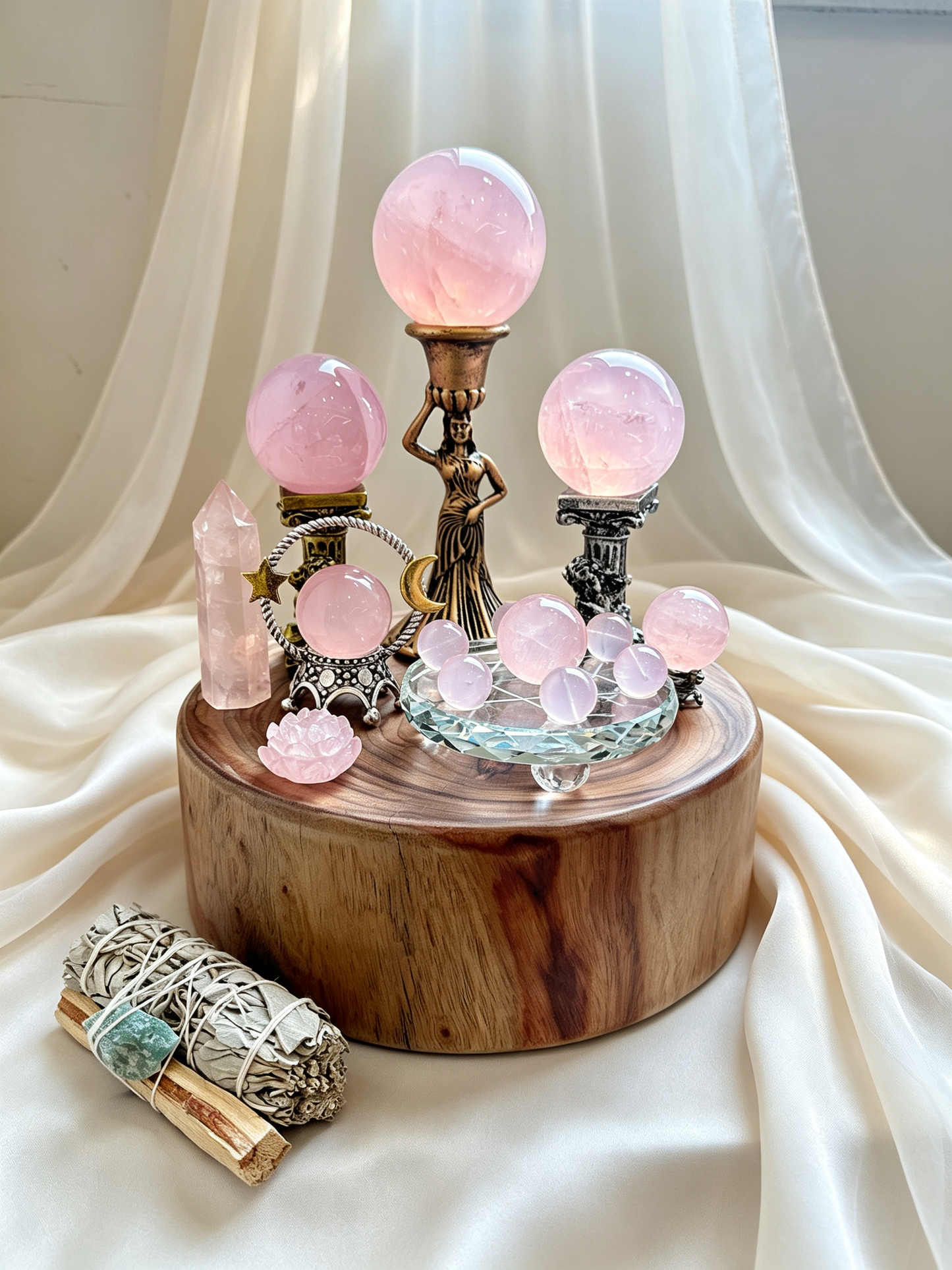 Lotus Glow Rose Quartz Heart Chakra Crystal Grid