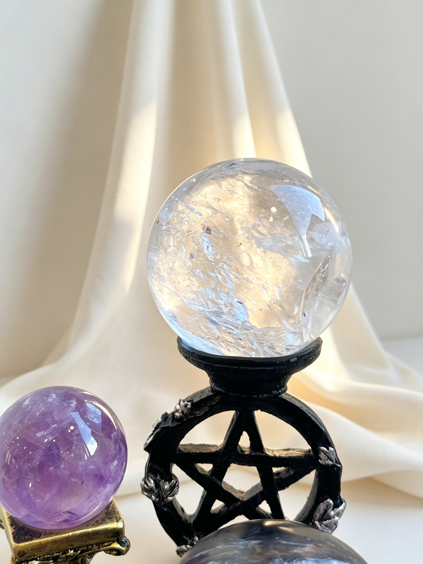 Purple Hollow Amethyst & Azeztulite Crystal Grid Set