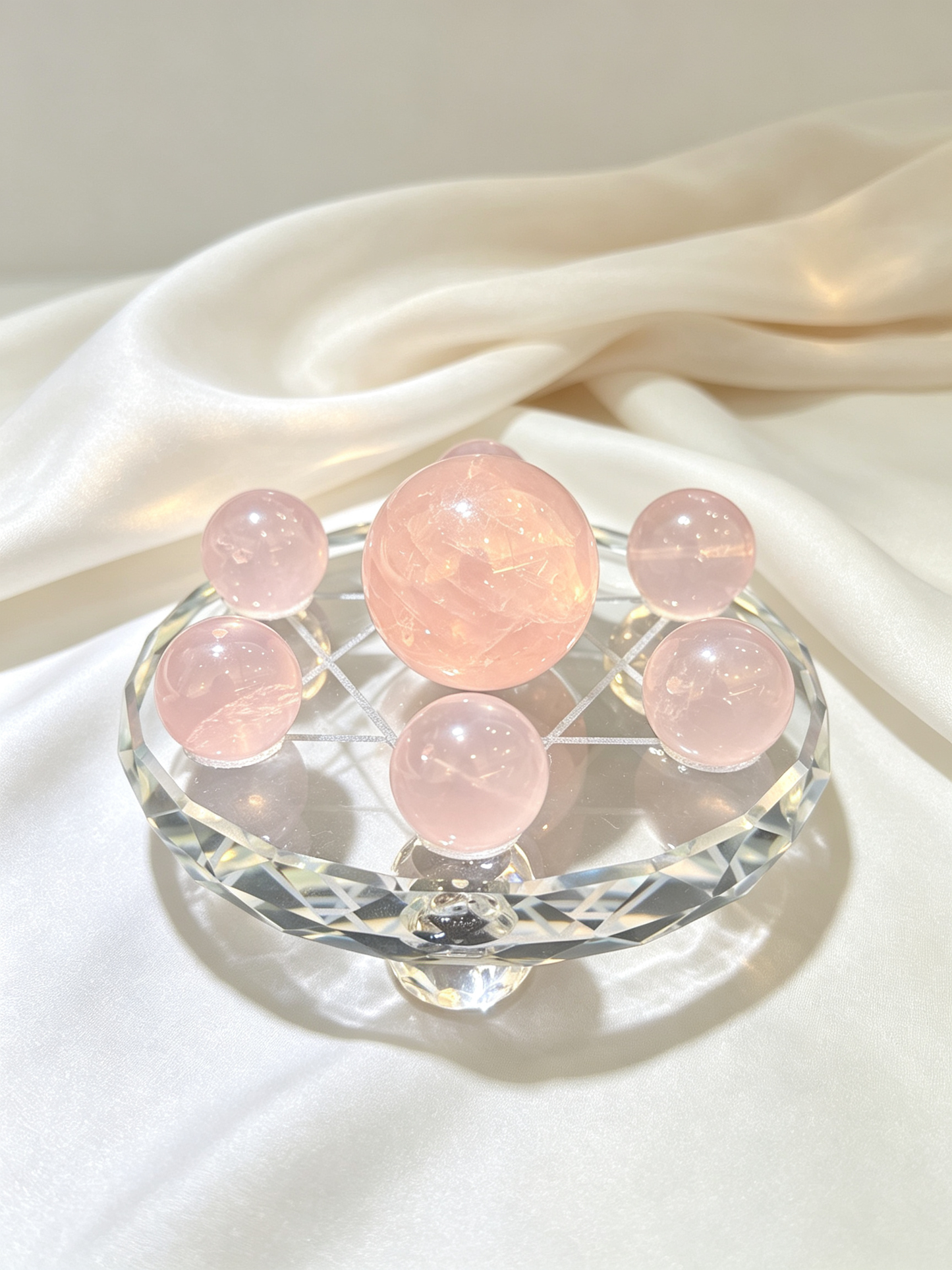 Lotus Glow Rose Quartz Heart Chakra Crystal Grid